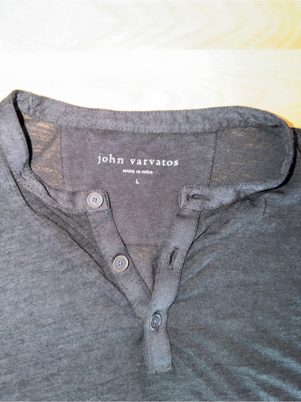 John Varvatos Men's Black Henley Shirt